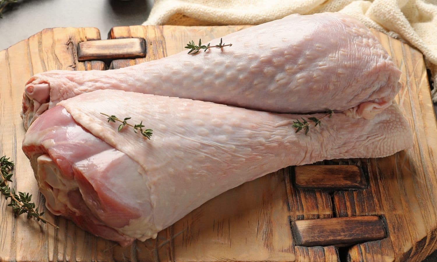 Fresh turkey pieces, legs and drumsticks