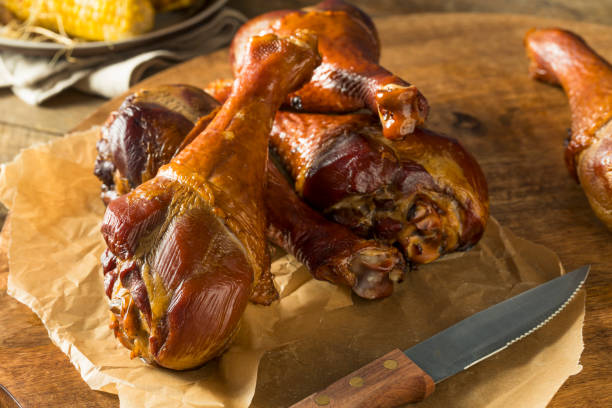 Smoked turkey pieces, legs and drumsticks