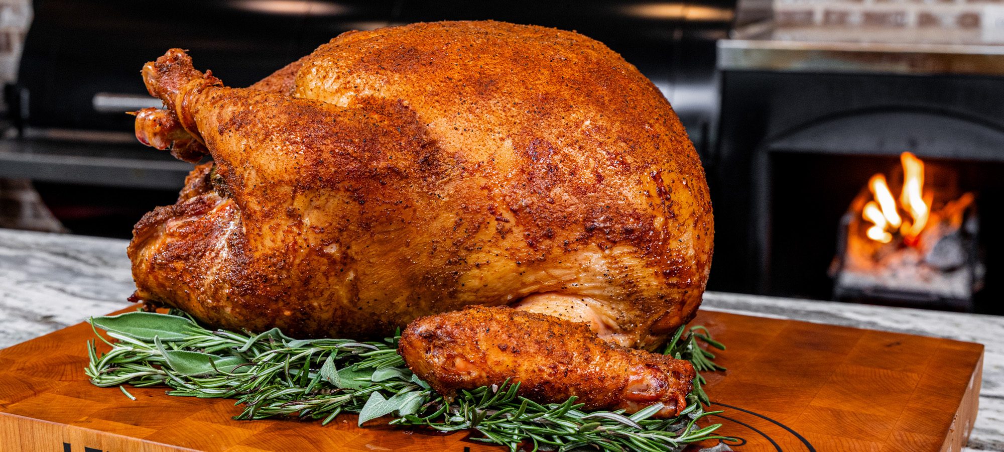 Smoked whole turkey, ready to reheat and serve